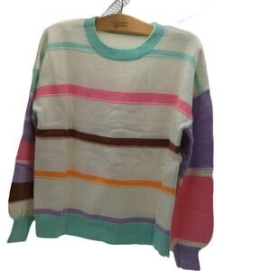 Unknown Brand S Cream Multicolor Striped Sweater